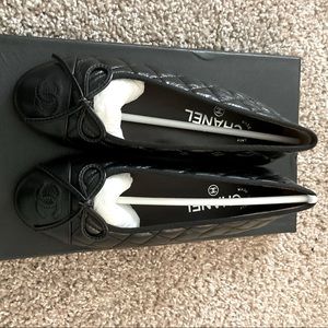 Black Reissue Aged Calfskin Leather Quilted Ballet Flats